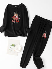Elk Print Top & Pants Pajama Set