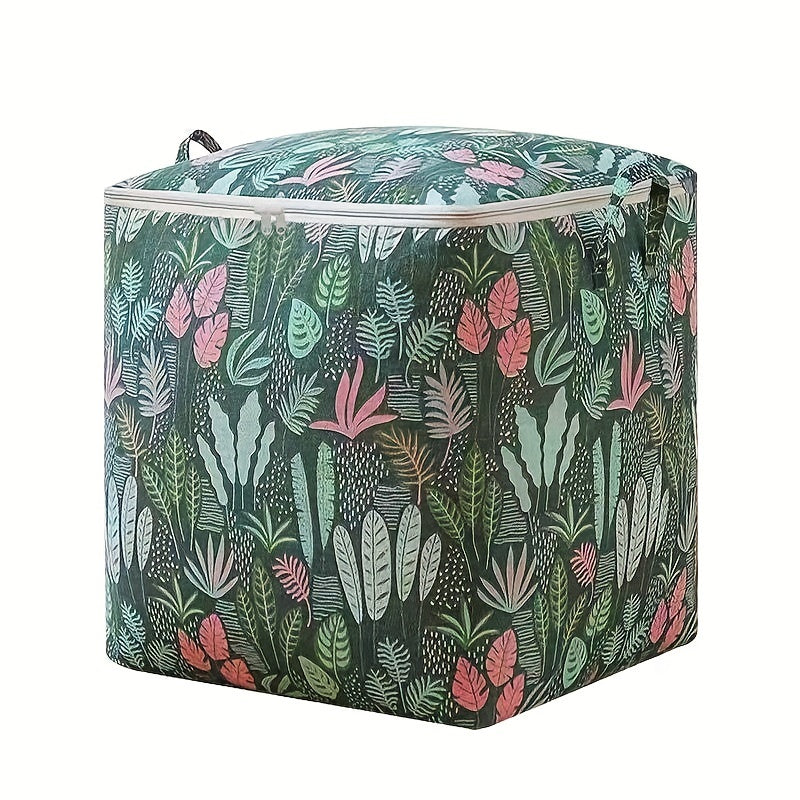 Pattern Storage Box Zipper Dustproof Organizer Foldable Clothes Container