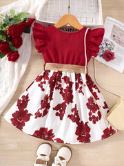 Toddler Girls Floral Splicing Princess Dress For Party