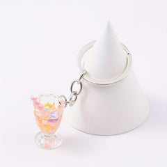 6pcs Fruit Juice Acrylic Keychain Bag Key Ornament for Girls Women