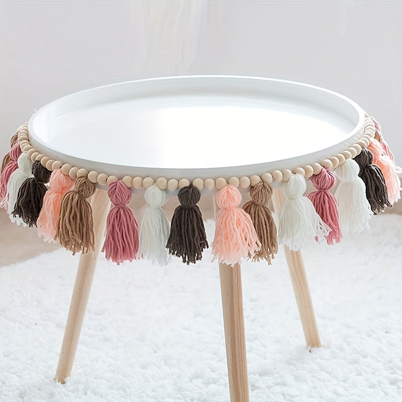 Boho Tassel Garland With Wooden Beads for Wall Decor