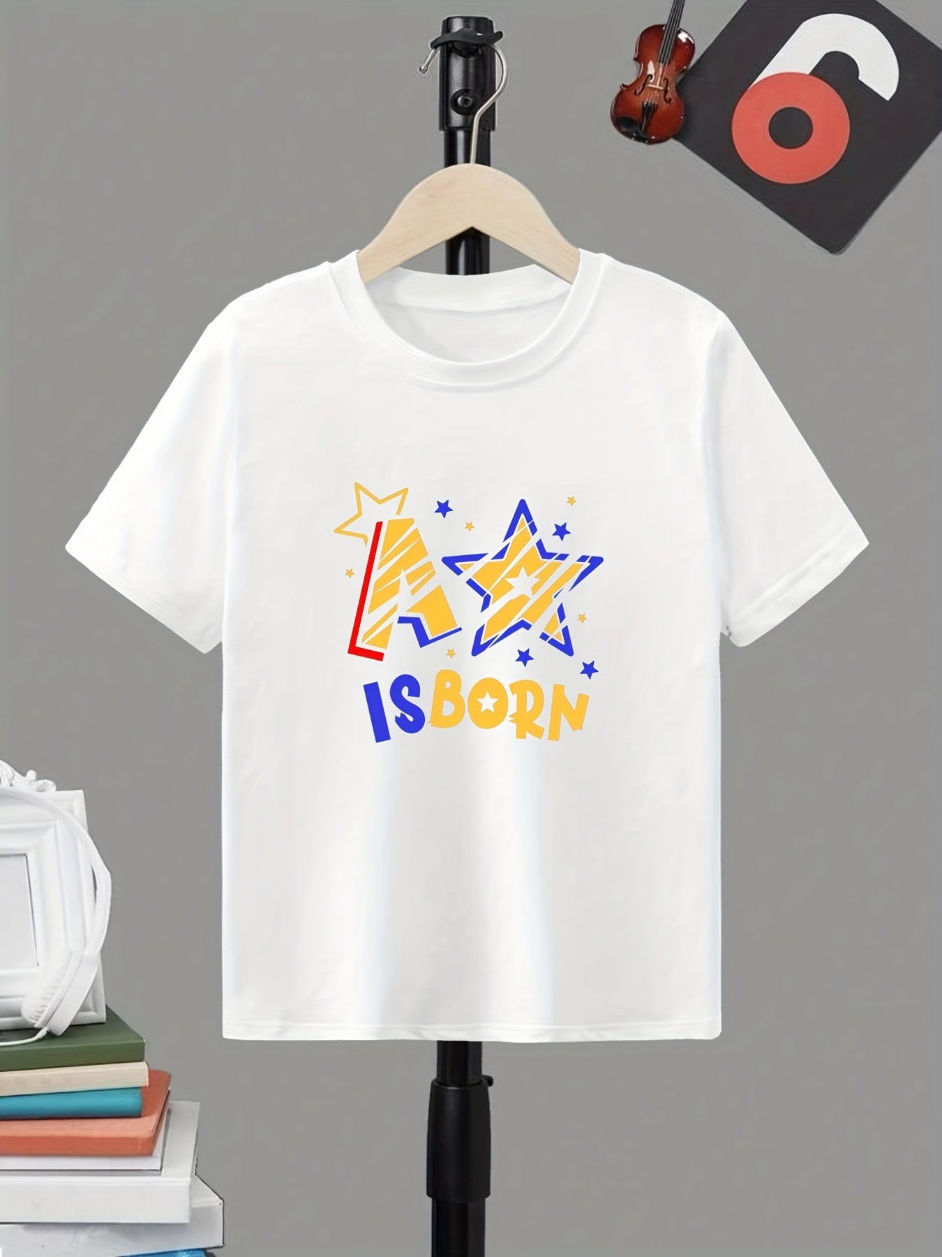 A Star Is Born Boy's Letter Print T shirt Active Short Sleeve Tee