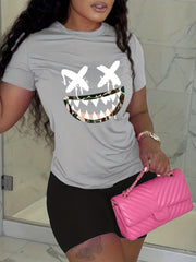 Cartoon Print 2 Piece Outfit Short Sleeve T Shirt & Shorts Summer Casual Set