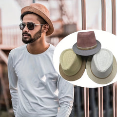 Jazz Hat Sun Hat Woven Straw Beach Hat For Men And Women
