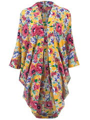 Floral V Neck Cover Up Shirt Rah Guard Kimono