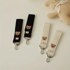 2-Piece Baby Car Hook Embroidered Bear Hanging Stroller Pendant