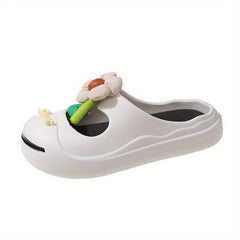 Women's Flower Decor Clogs Closed Toe Slip On Slide Shoes