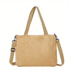 Large Capacity Corduroy Tote Bag Crossbody Handbag & Shoulder Purse
