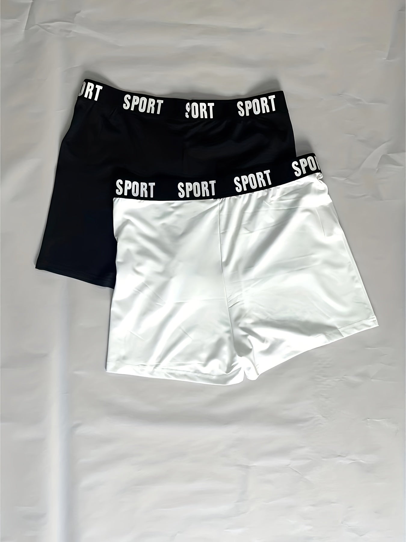 2 Packs Letter Tape Shorts Casual Biker Shorts for Women