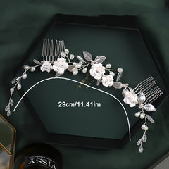 Bride Hair Comb Wedding Bridal Jewelry Pearls Rhinestone Comb