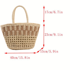 Vintage Rattan Holiday Tote Bag Summer Beach Shoulder Bag