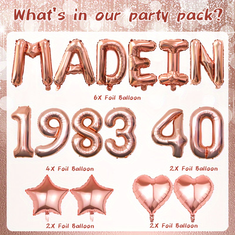 Rose Golden Birthday Decorations For Women Large Number Balloons Banner Set