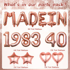 Rose Golden Birthday Decorations For Women Large Number Balloons Banner Set