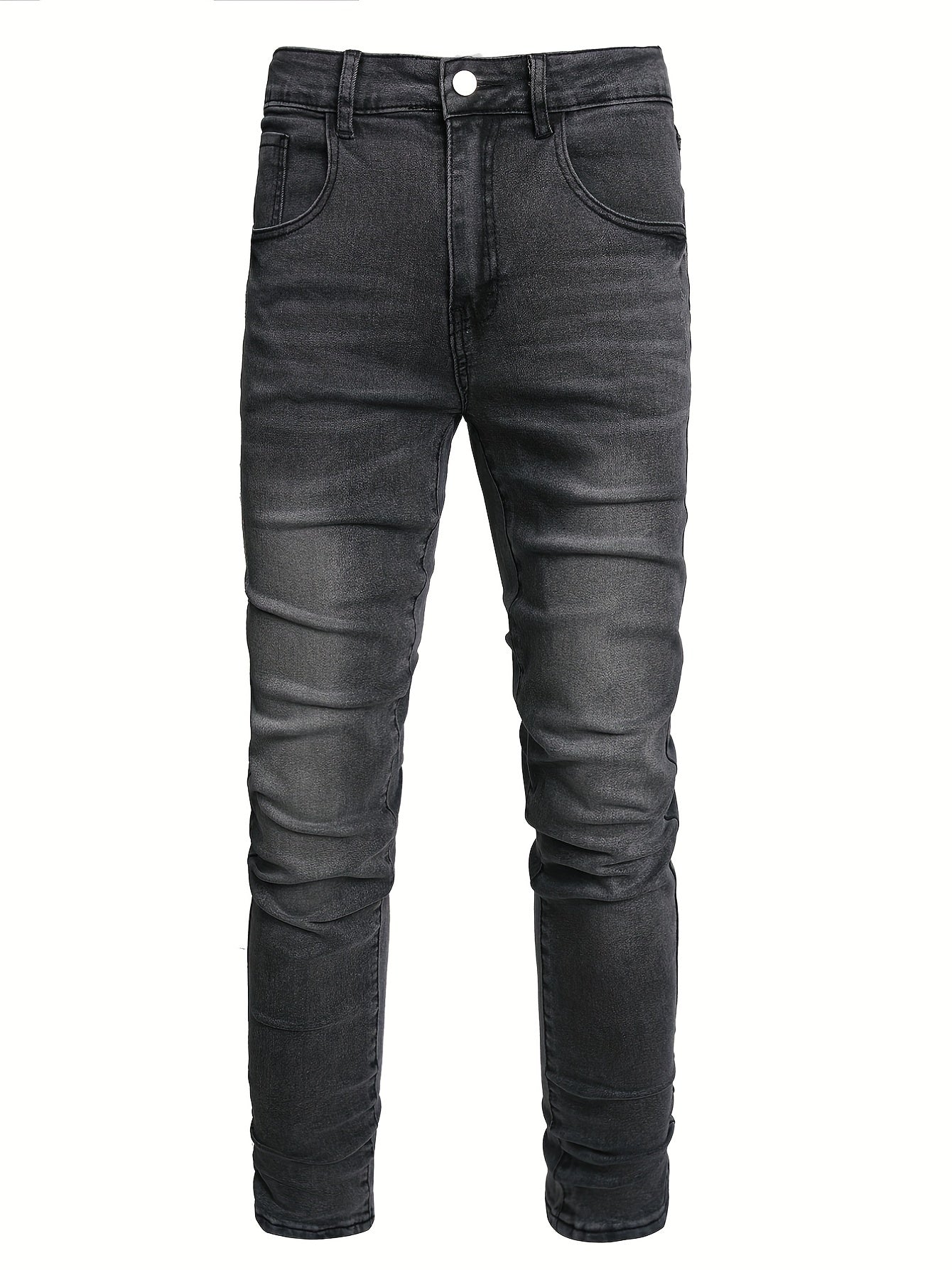 Men's Distressed Slim Fit Jeans - Casual Street Style Denim Pants