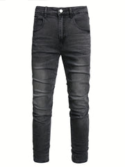 Men's Distressed Slim Fit Jeans - Casual Street Style Denim Pants