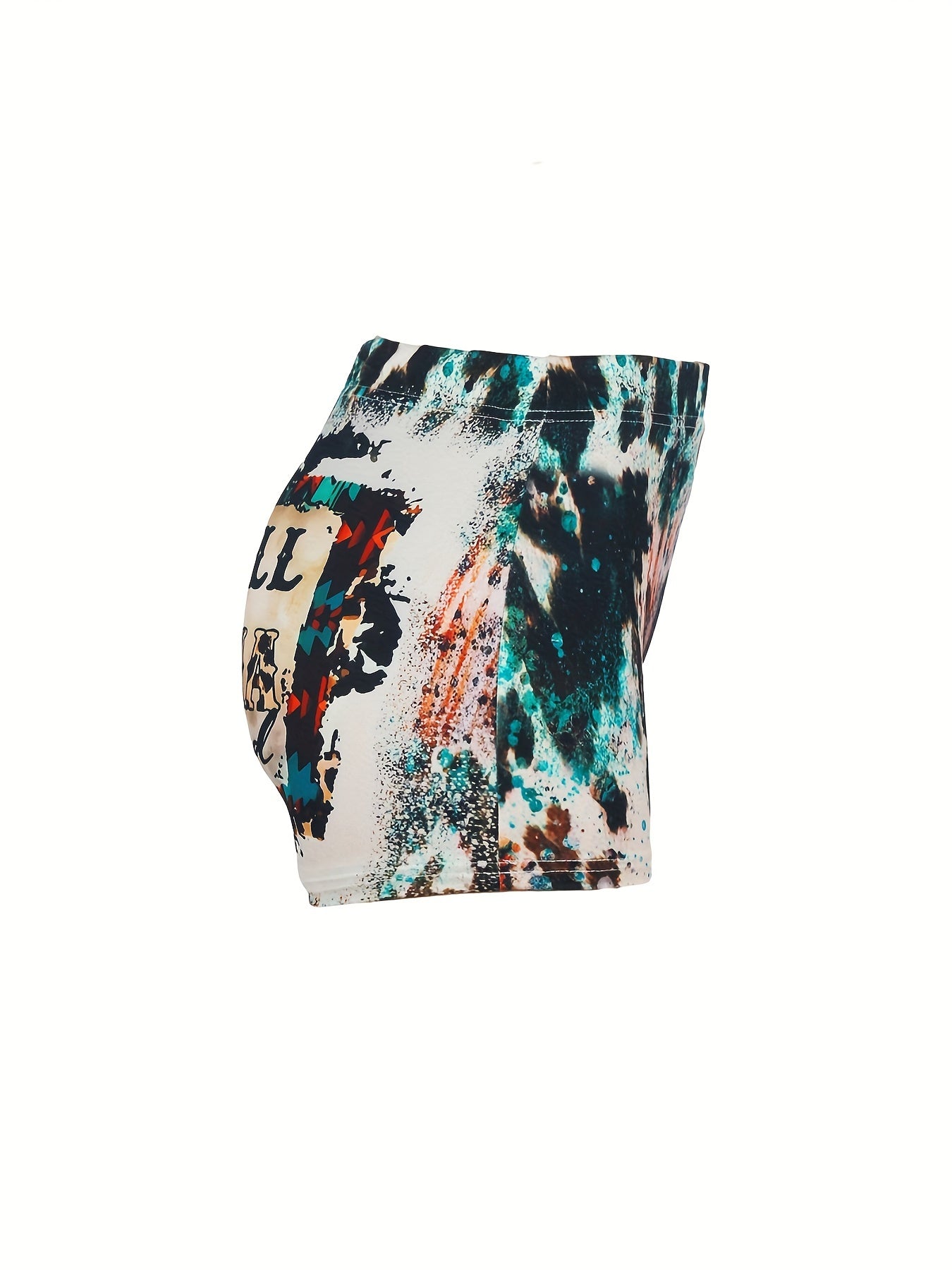 Letter & Leopard Print Skinny Shorts Casual Shorts