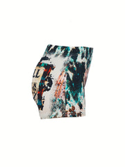 Letter & Leopard Print Skinny Shorts Casual Shorts