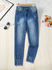 Girls Slim Fit Denim Pants with Pocket