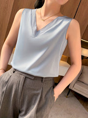 Mesh Contrast V Neck Tank Top for Summer
