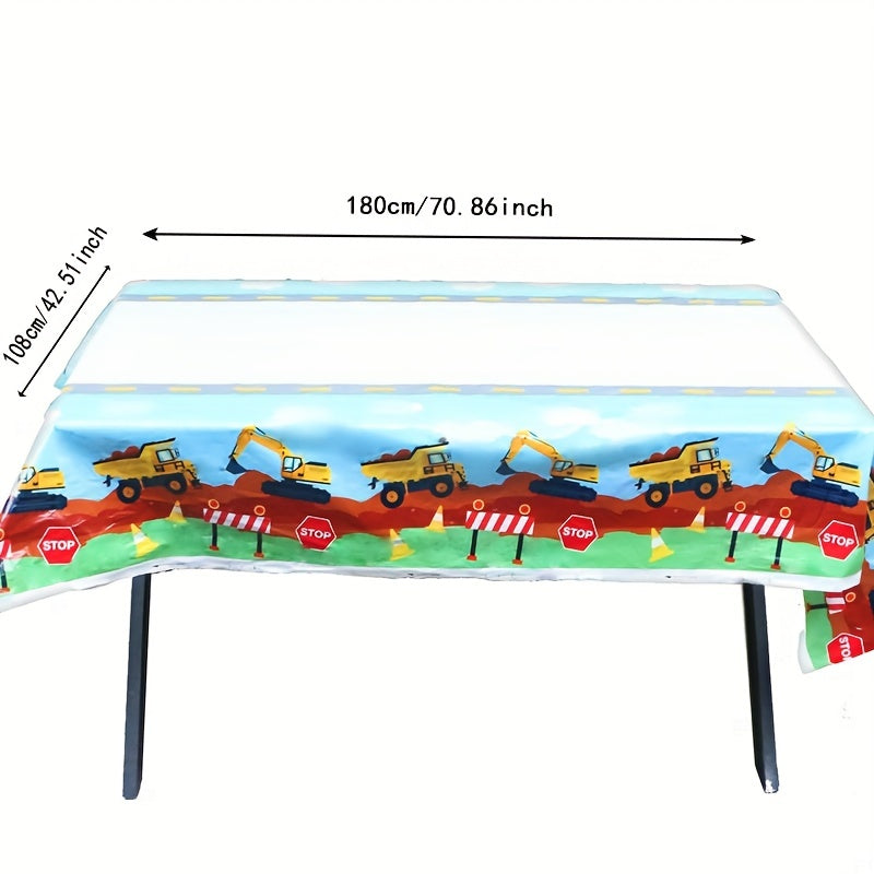 Construction Theme Birthday Party Tablecloth Waterproof