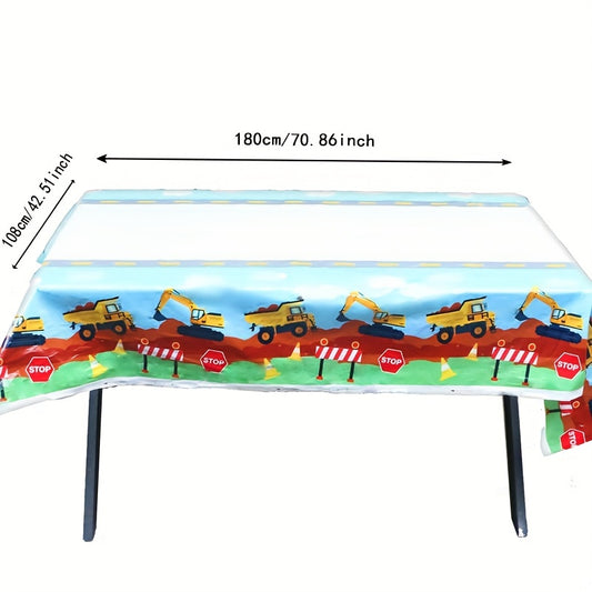 Construction Theme Birthday Party Tablecloth Waterproof