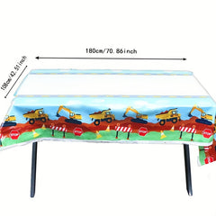 Construction Theme Birthday Party Tablecloth Waterproof