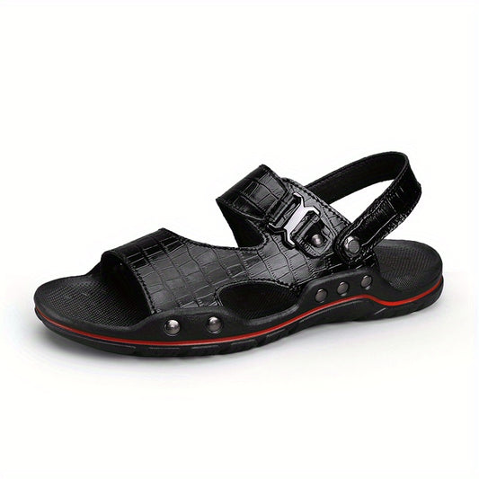 Men's Open Toe Slip On Sandals Casual Outdoor Anti-Skid Flat Beach Sandals