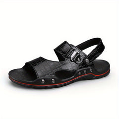 Men's Open Toe Slip On Sandals Casual Outdoor Anti-Skid Flat Beach Sandals