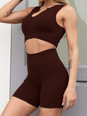 Ribbed Seamless Workout Sets Crop Tank Top & High Waist Yoga Leggings Sets