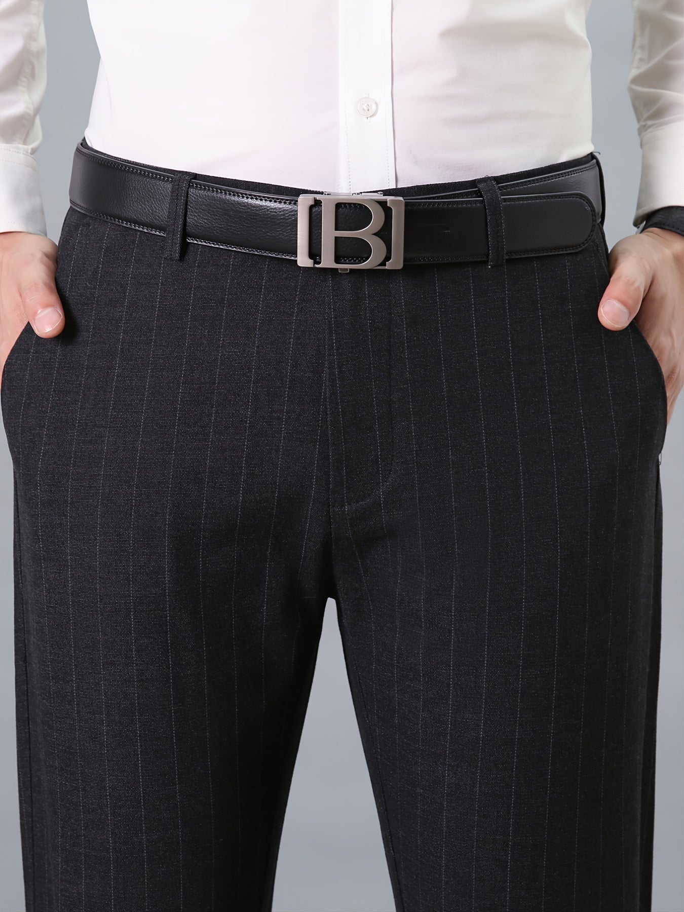 Men's Casual Straight Leg Trousers with Pockets