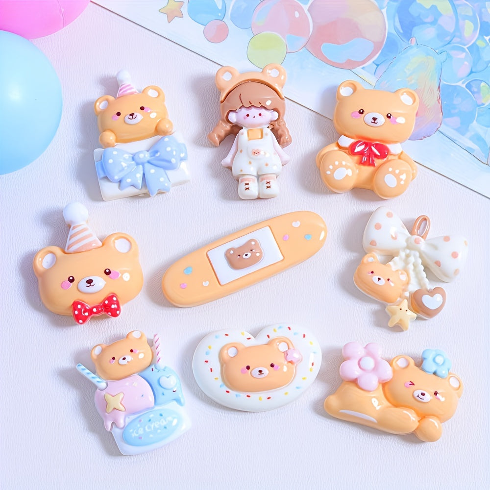 10pcs Mixed DIY Girl Bear Ice Cream Jewelry Hair Accessories