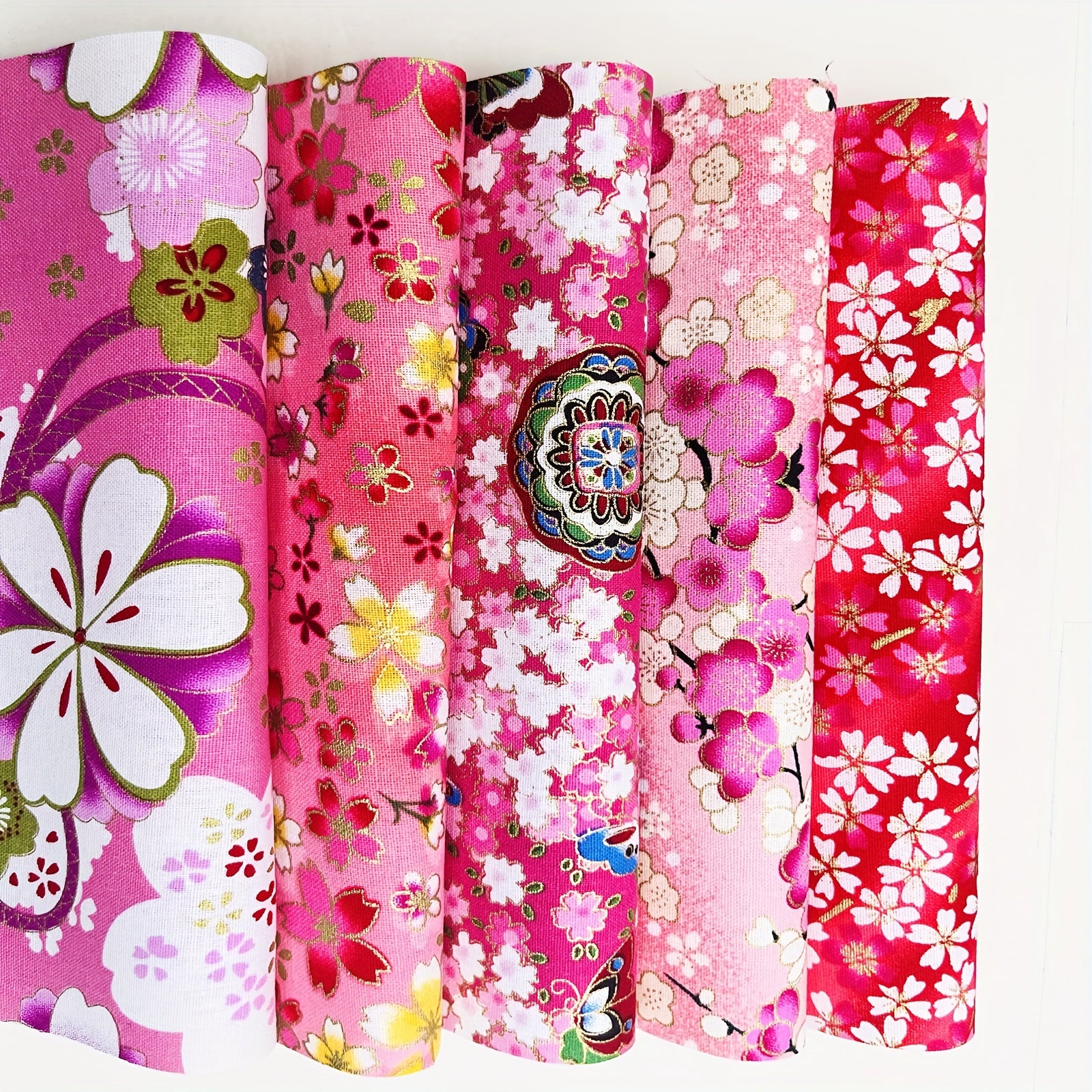 5pcs Japanese Print Cotton Quilting Fabric Bundle DIY Sewing Cloth Accessories