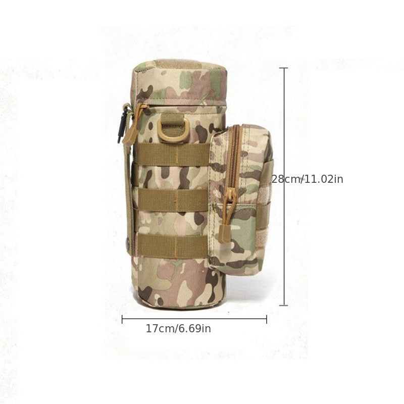Zipper Camo Water Bottle Bag with Small Pouch, Portable Cup Holder for Outdoor