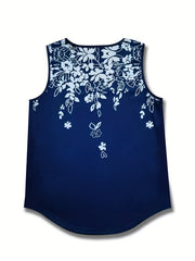 Floral Print Tank Top V Neck Sleeveless Summer Top