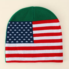 Flag Jacquard Beanie Cap Hip Hop Knit Hat Patriotic Skull Ca
