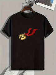 Bell Pattern Print Men's Comfy Sports T-shirt Graphic Tee