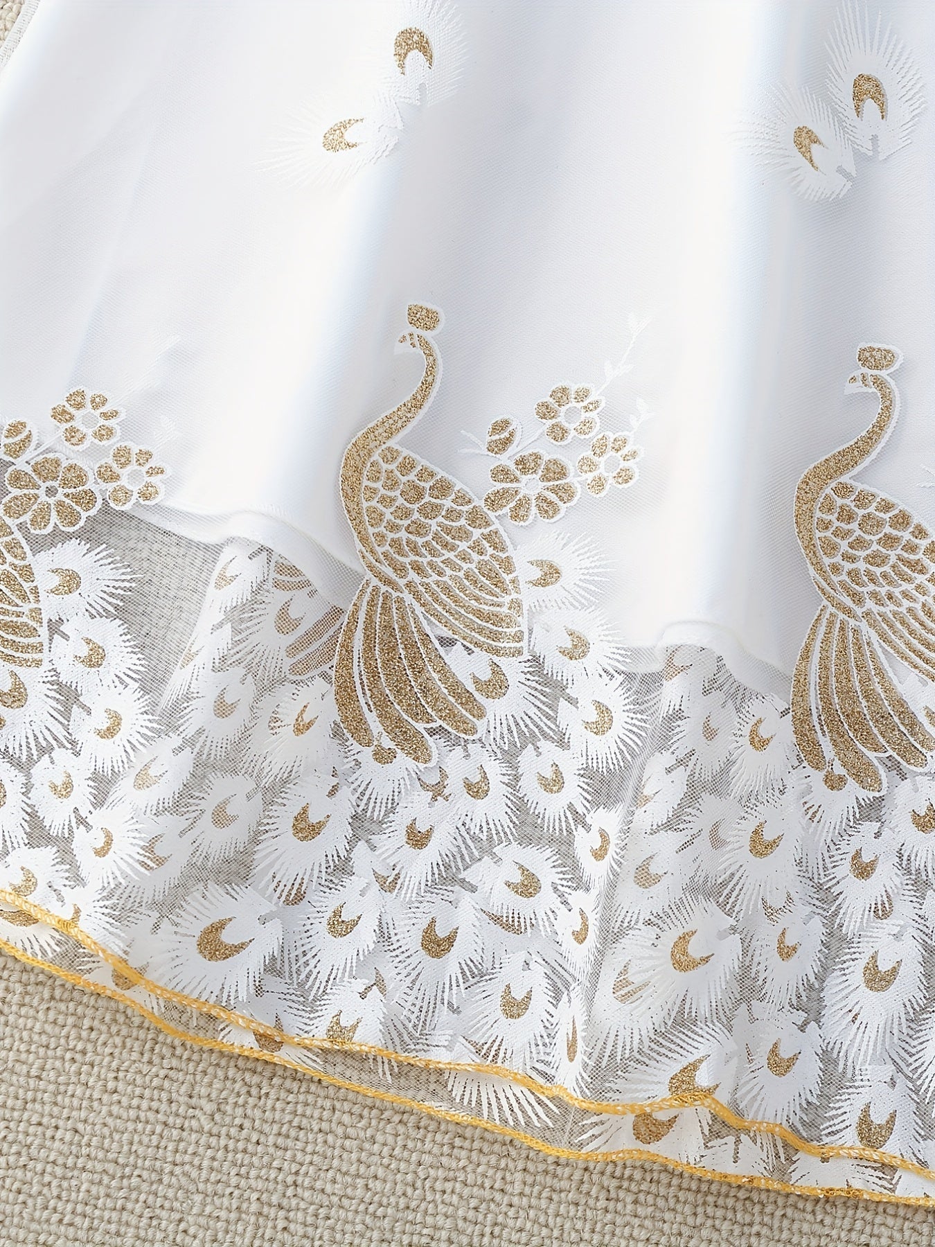 Toddler Girls Peacock & Flower Pattern Mesh Princess Dress