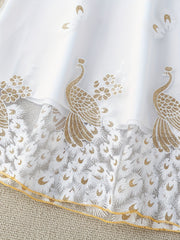 Toddler Girls Peacock & Flower Pattern Mesh Princess Dress