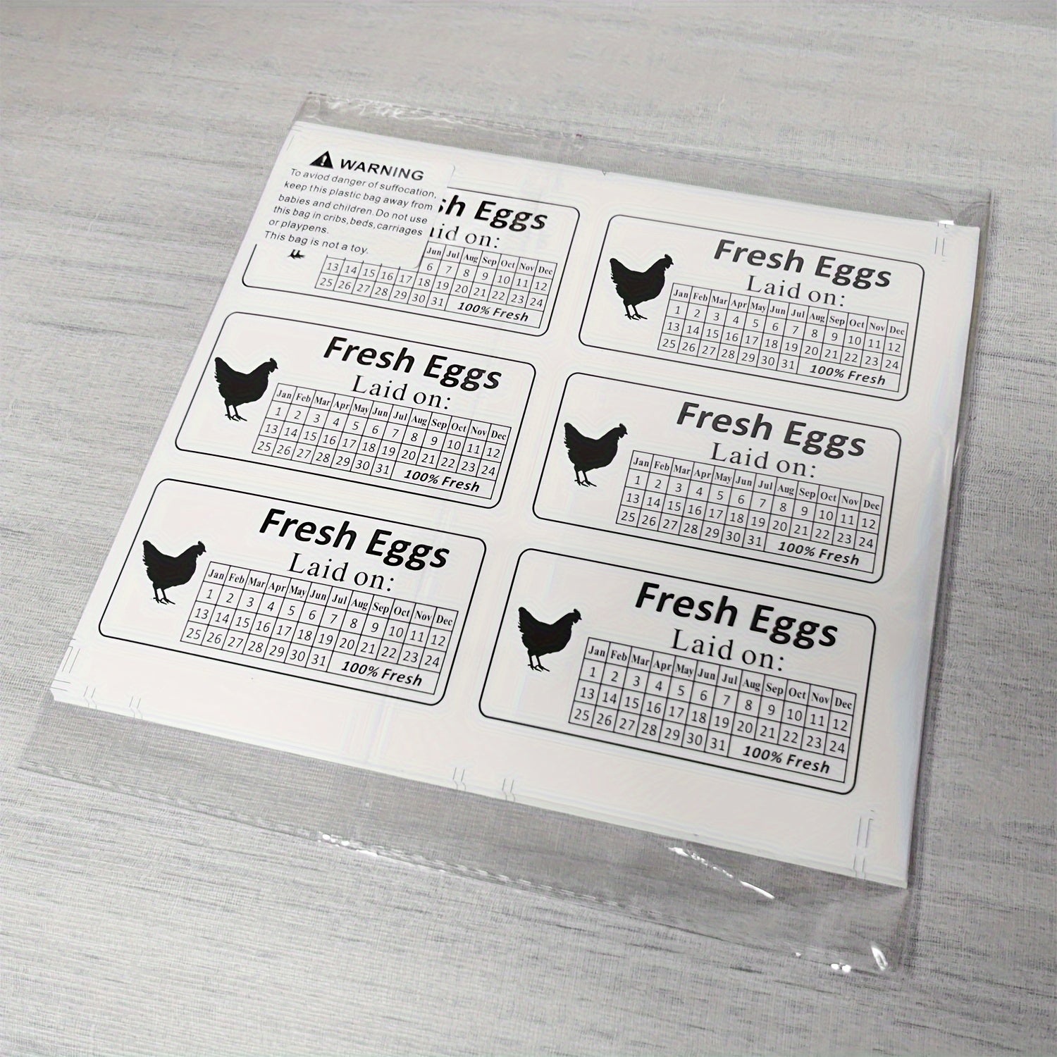 60pcs Fresh Farm Egg Time Sticker Carton Label Self-adhesive for Supermarket