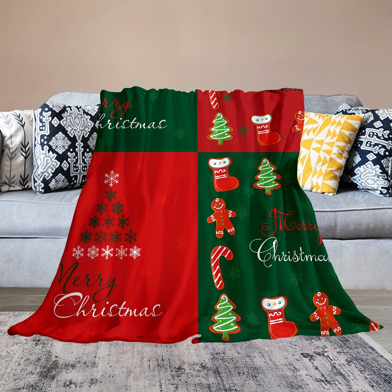 Christmas Flannel Throw Blanket for Home & Outdoor Use