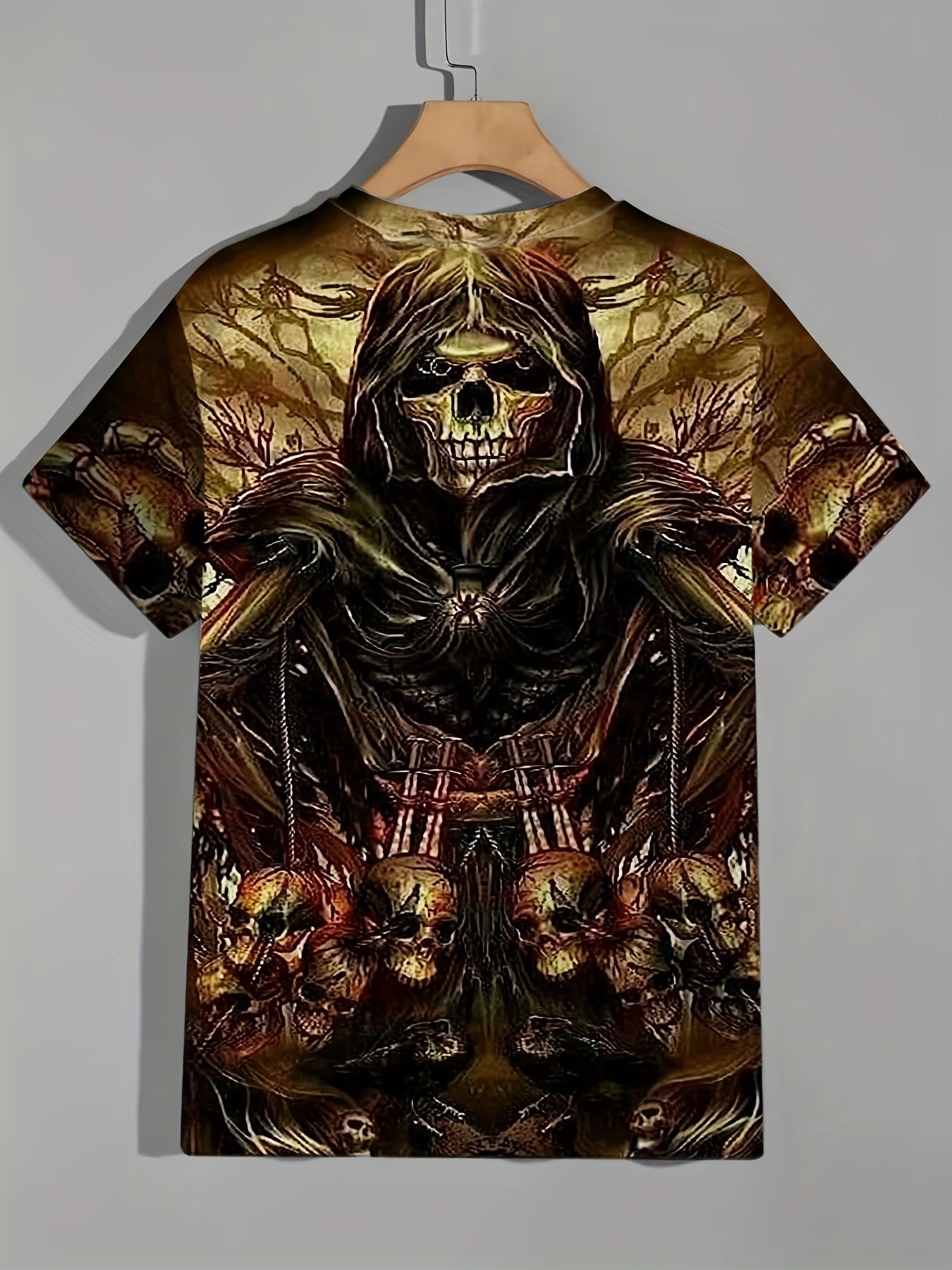 Men's Vintage Skeleton Graphic T-shirt Breathable Tee for Summer Outdoors