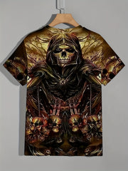 Men's Vintage Skeleton Graphic T-shirt Breathable Tee for Summer Outdoors