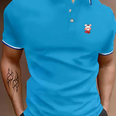 Men's Cartoon Bunny Graphic Polo Shirt Short Sleeve