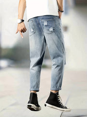 Men's Ripped Jeans Distressed Denim Pants Street Style