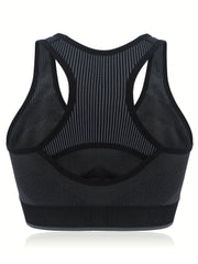 Sports Bra Women's Plus Striped Racer Back Workout Bra