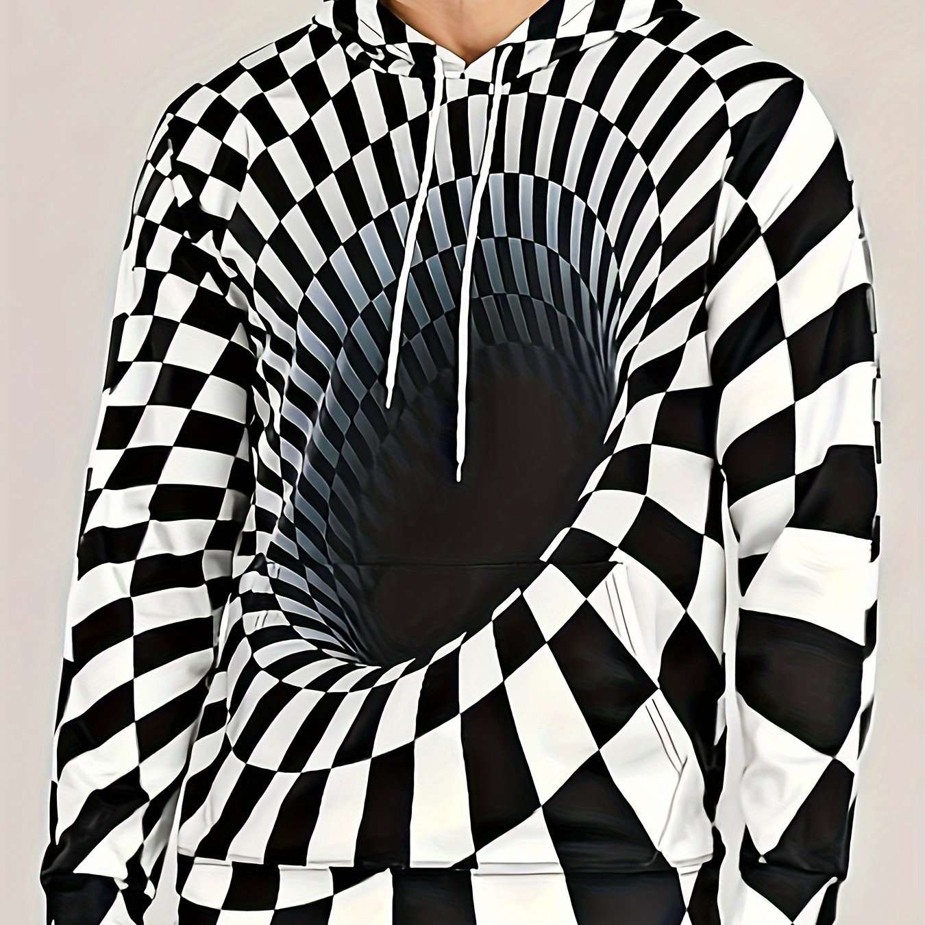 Optical Vision Swirl 3d Pattern Hoodies For Men
