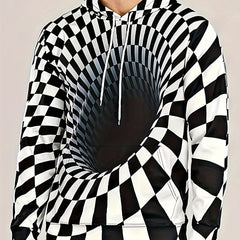 Optical Vision Swirl 3d Pattern Hoodies For Men