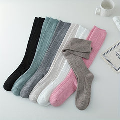 Solid Calf Socks College Style Knee High Socks Women's Stockings