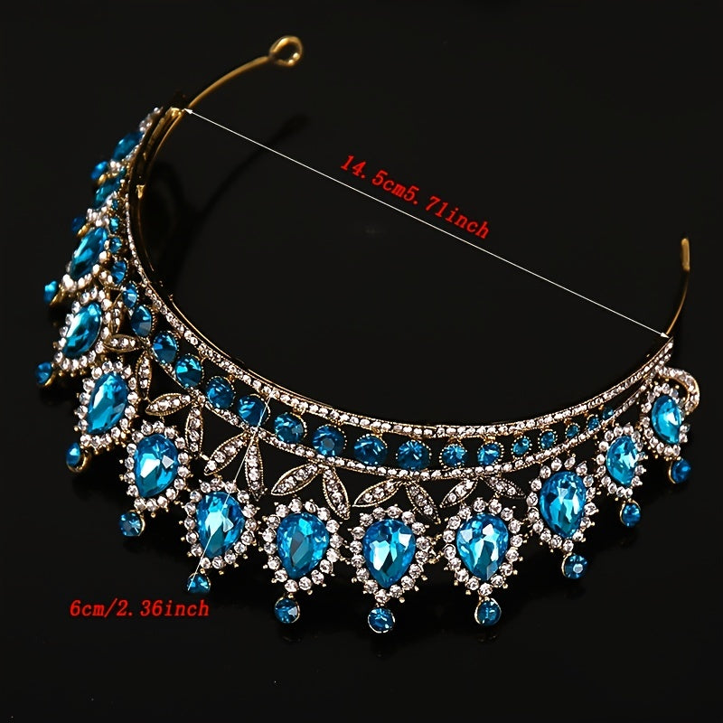 Sapphire Crystal Rhinestone Crown Hairband Headband Party Favor Decorations