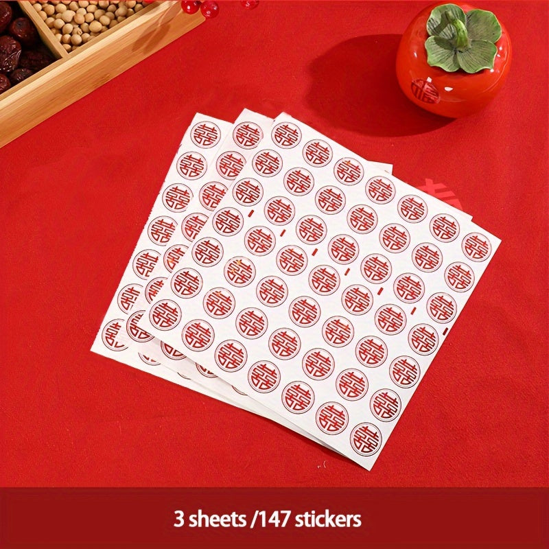 147pcs Wedding Supplies Self Adhesive Happy Word Sticker Red Envelope Seal Paste